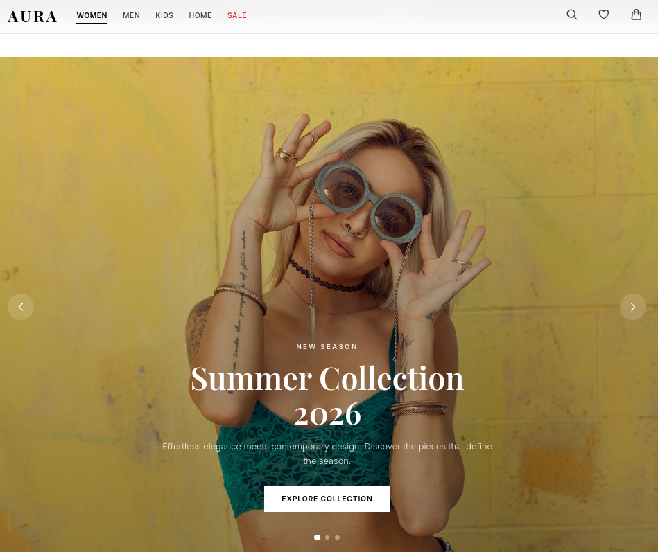 Aura E-Commerce Desktop Home